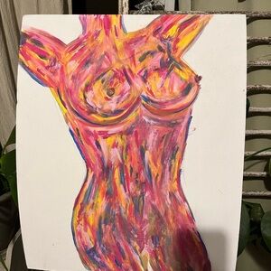 Vibrant Abstract Female Form Canvas Art